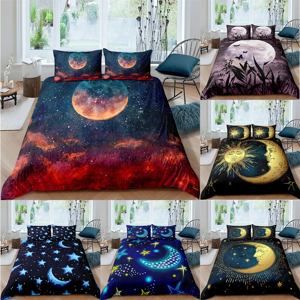 Луна и постельное белье со звездами набор пододеяльников с 3D принтом удобный