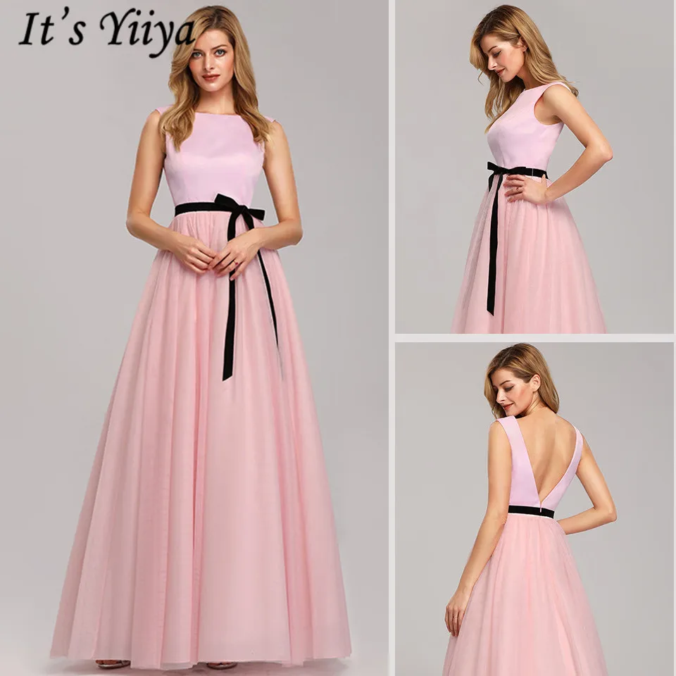 Женское вечернее платье без рукавов It's Yiiya черное ТРАПЕЦИЕВИДНОЕ ПЛАТЬЕ до пола