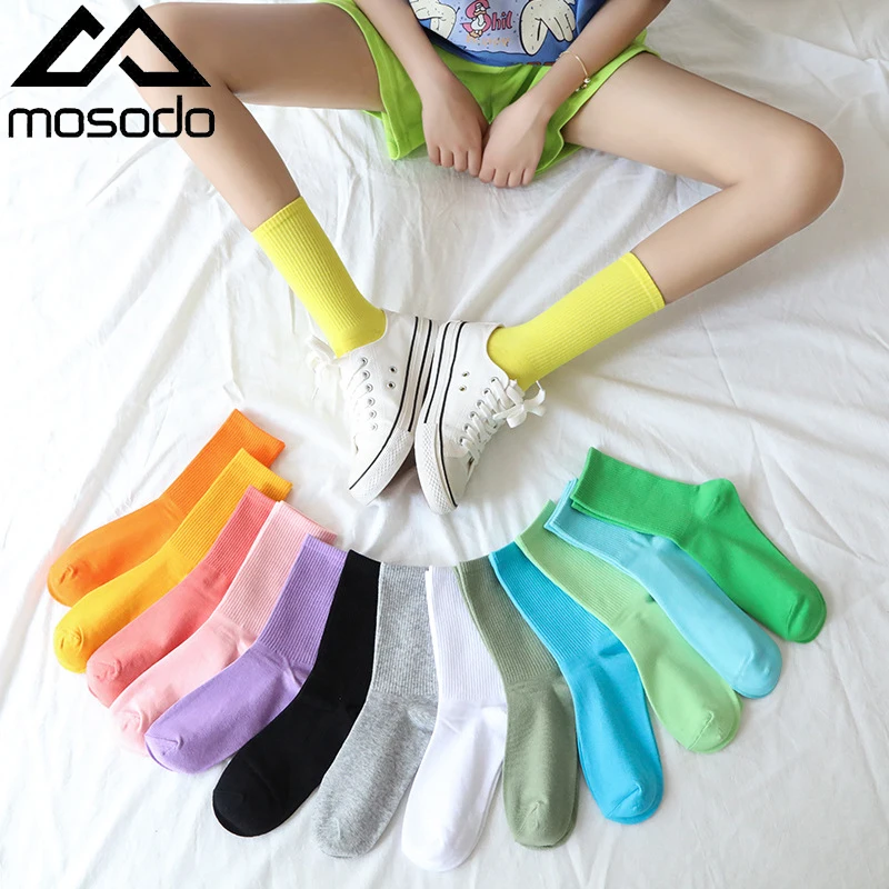 

Mosodo новые женские цветные носки из хлопка с ворсом, толстые разноцветные спортивные носки карамельных цветов, универсальные носки средней ...