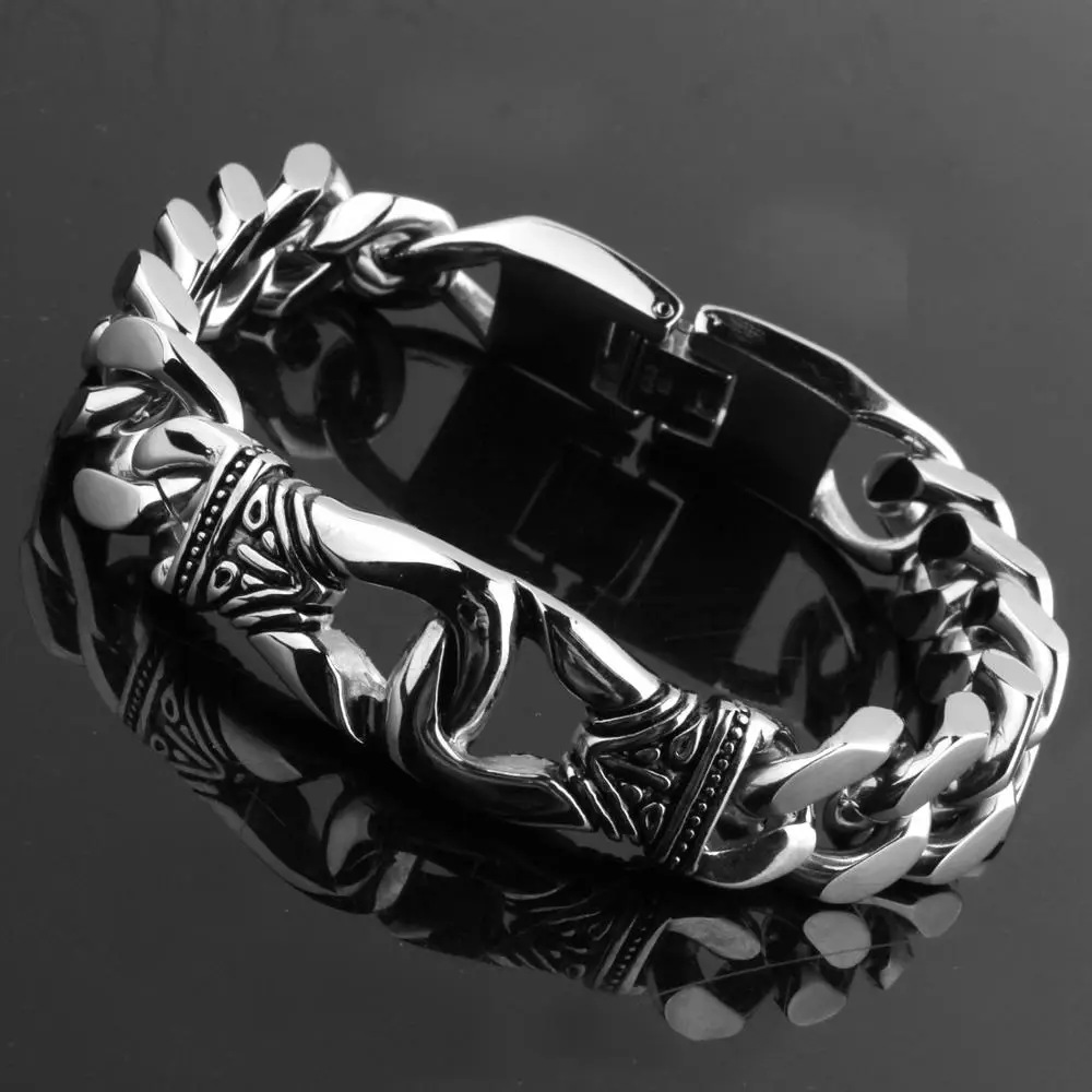 

Горячая Мода наручники дизайн 8,46 ''Длина Серебристый браслет из нержавеющей стали Цвет золото Цвет Кубинский Цепочка мужская мальчик брасл...