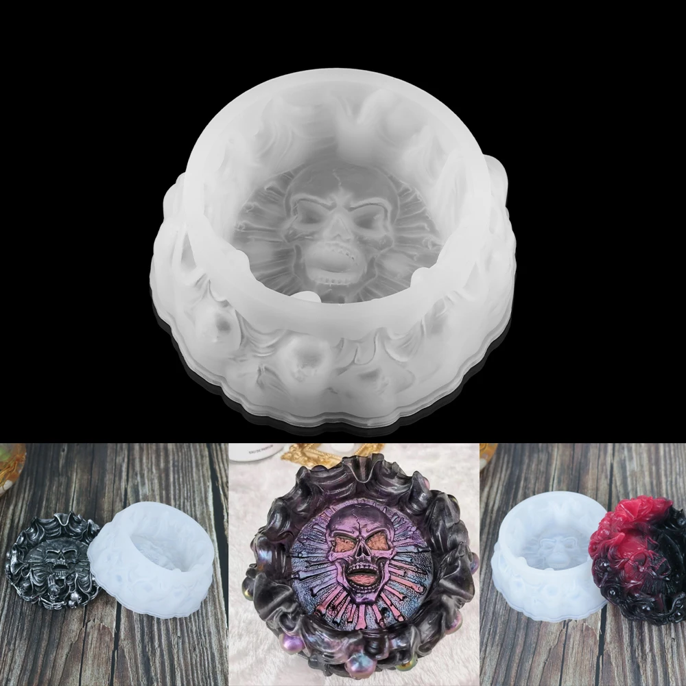 

1 шт. в стиле панк пепельница в виде черепа силиконовые формы прозрачный силиконовый пресс-форма для сухих цветов Смола декоративное мастер...