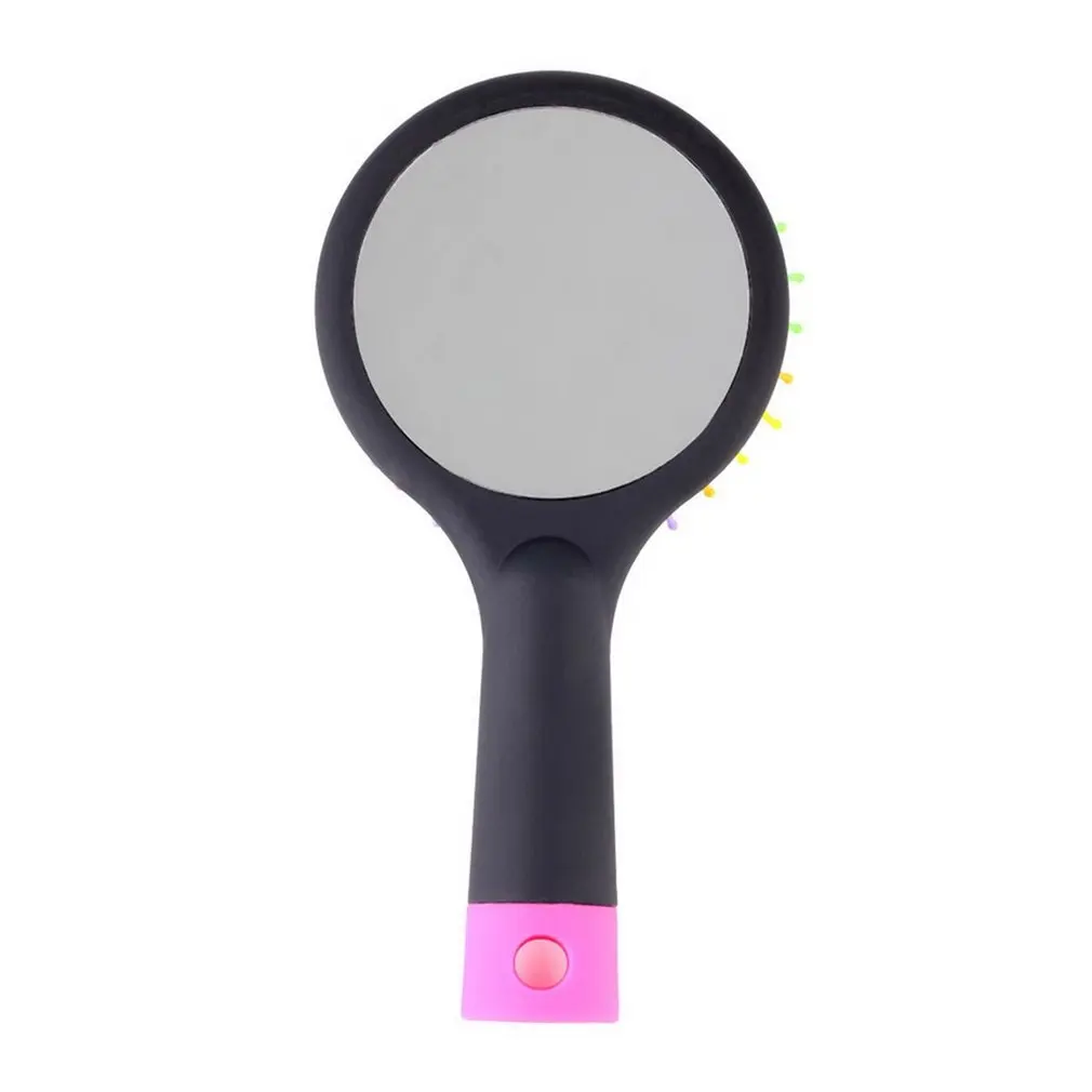 

Rainbow Volume Anti-static Detangler Hair Curl Straight Massage Comb Color Hair Brush Styling Tools With Mirror