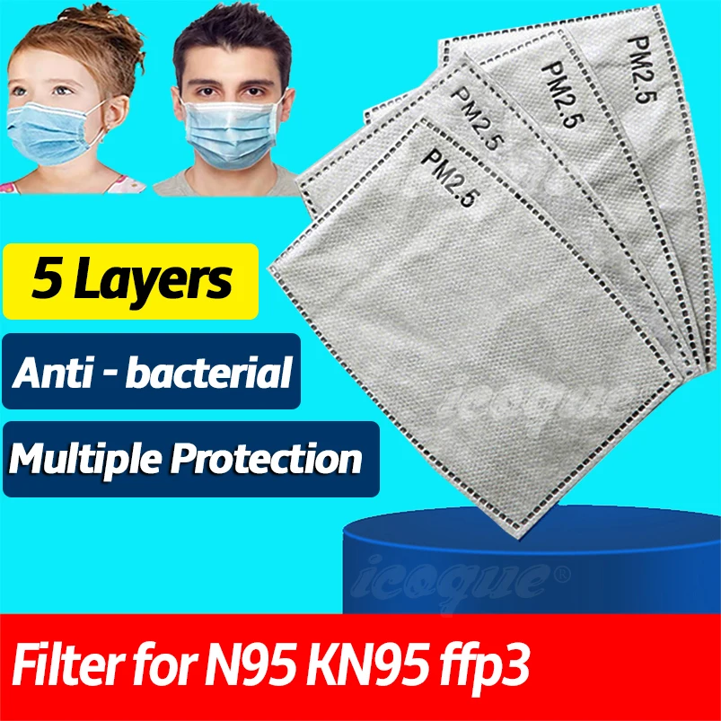 100 Одноразовых масок PM25 фильтр для детей и взрослых Защитная Бумага лица Сменные