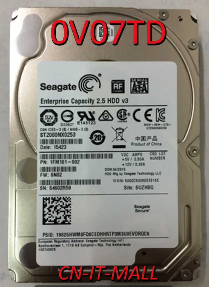

2.5 0V07TD V07TD ST2000NX0253 2TB 7200 RPM 128MB Cache SATA 6Gb/s 2.5" Internal Enterprise Hard Drive