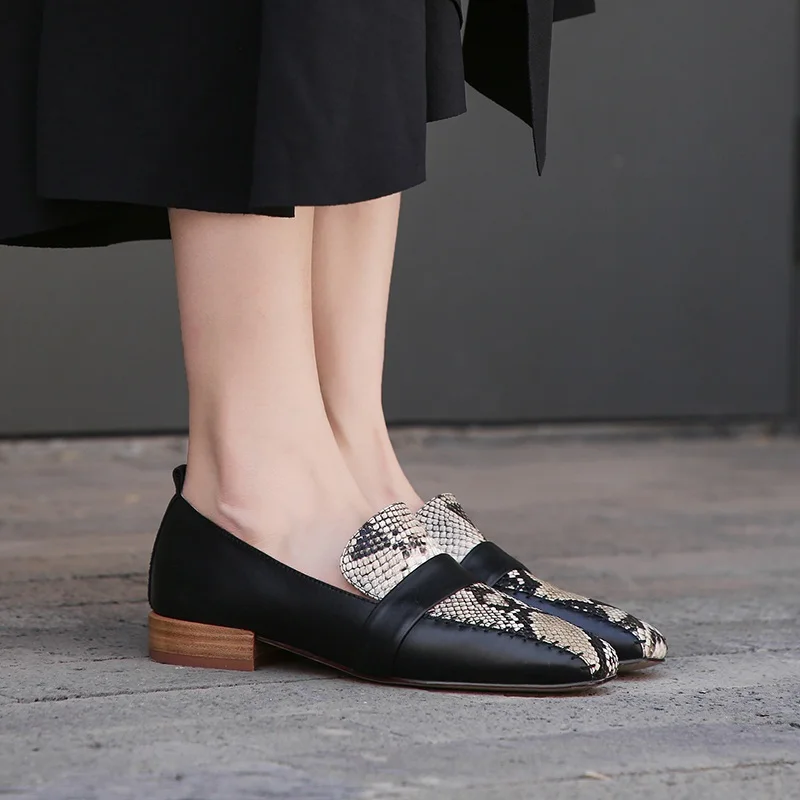

Brand Concise Elegant Women Cow Leather Pumps Dress Casual Working Shoes Square Toe Med Heels Platform Shoes Woman Spring Pumps
