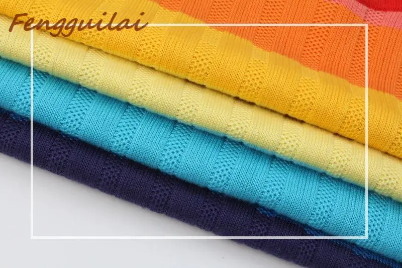 

Winter Rainbow Colorful Stripe Print Women Casual Sweaters Autumn Fashion Turtleneck Knitwear Loose Pullovers Jumper Pull Femme