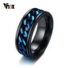Мужское кольцо-Спиннер Vnox, черное кольцо-Спиннер из нержавеющей стали с синей посадкой, мужские аксессуары