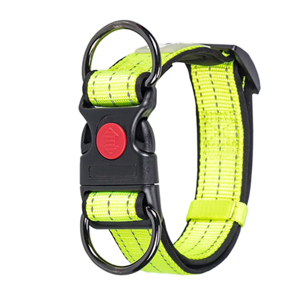 

Adjustable Dog Collar Pet Reflective Nylon Collar With Safety Buckle BlackDuty For All Breed All Weather 6size Nylon Necklace