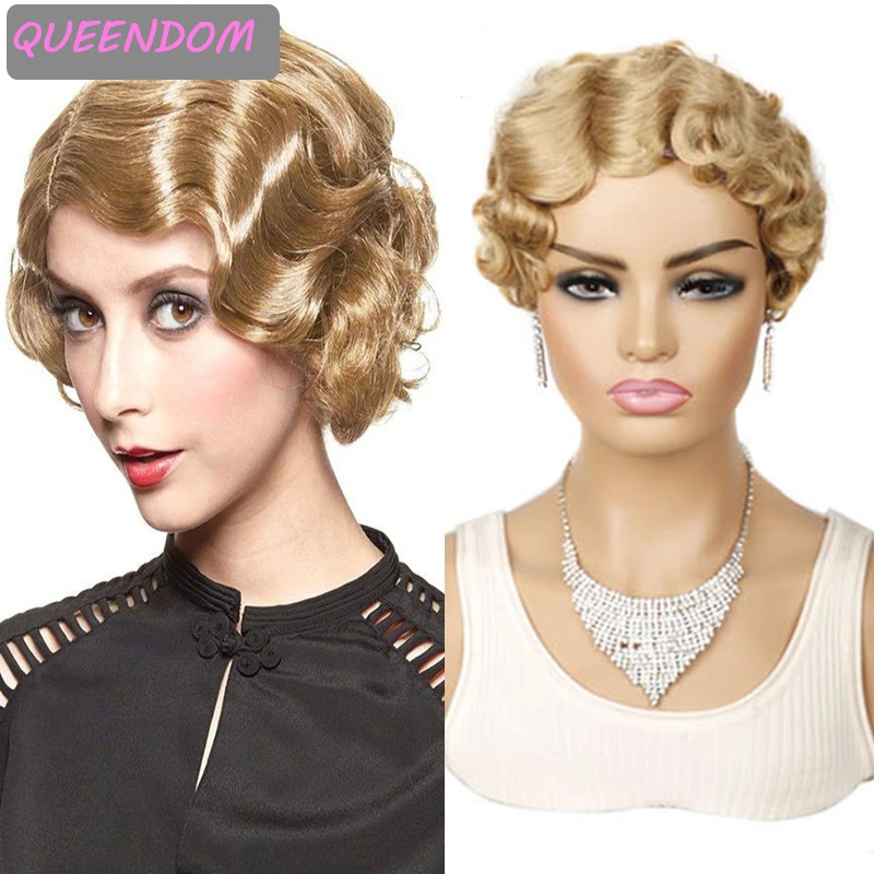 

Short Pixie Cut Wig Honey Blonde Short Finger Wave Wigs for Afro Women Natural Synthetic Heat Resistant Cosplay Lolita Wig Brown