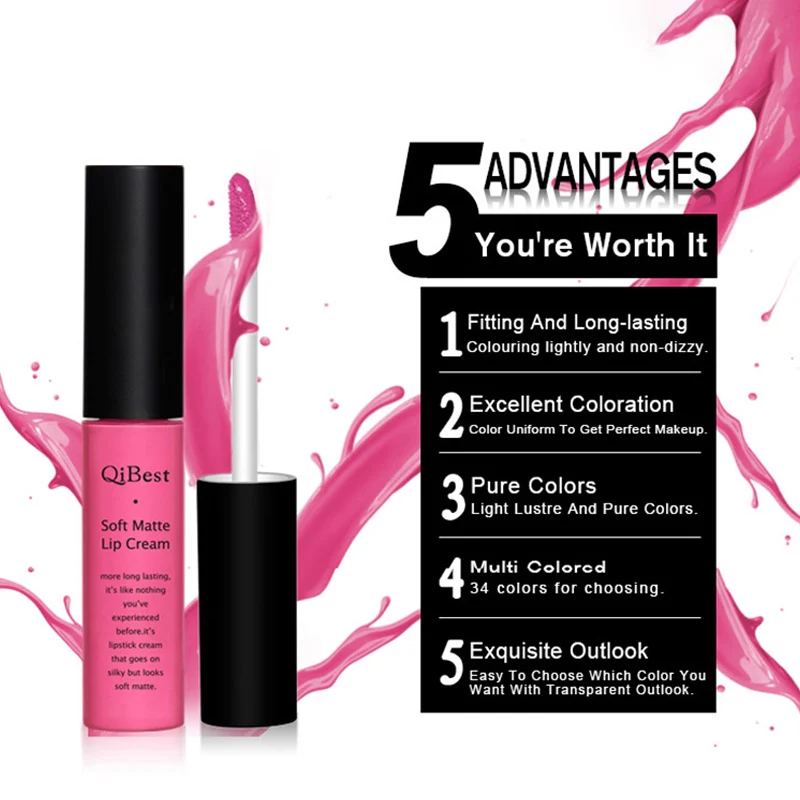 Бренд Qibest Макияж матовая помада для губ коричневый бежевый и черный цвета Цвет