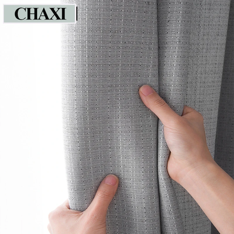 CHAXI однотонная искусственная льняная затемненная простая текстура занавески для