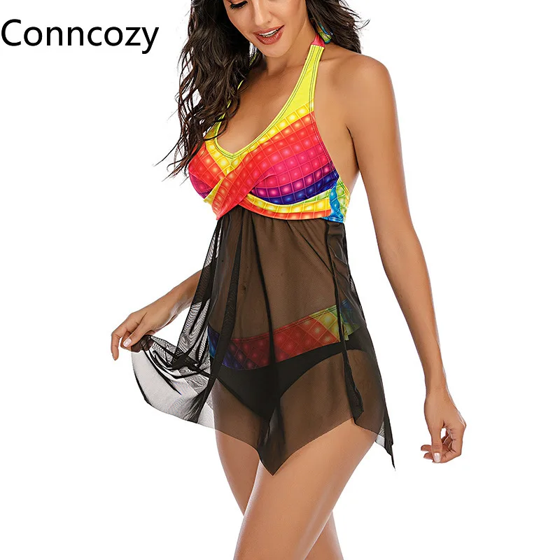 

8XL Plus Size Beachwear Cover Up Bikini Sets Sexy Triangle Transparent Bathing Suit Women Brazilia Swimwear Halter Swimming Suit