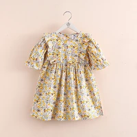 2022 fashion new summer 2 3 4 5 6 8 10 12 years children short sleeve full print floral flower cotton dress for baby kids girls