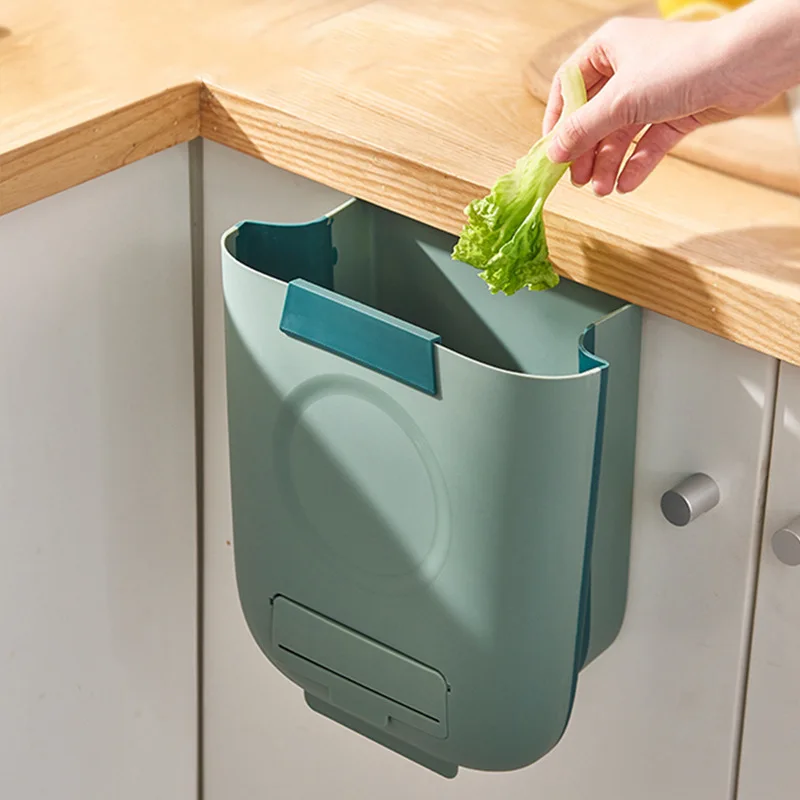 

Folding Kitchen Trash Can Kitchen Folding Waste Bin Kitchen Garbage Cans Recycle Rubbish Bin Kitchen Wall Hanging Garbage bin