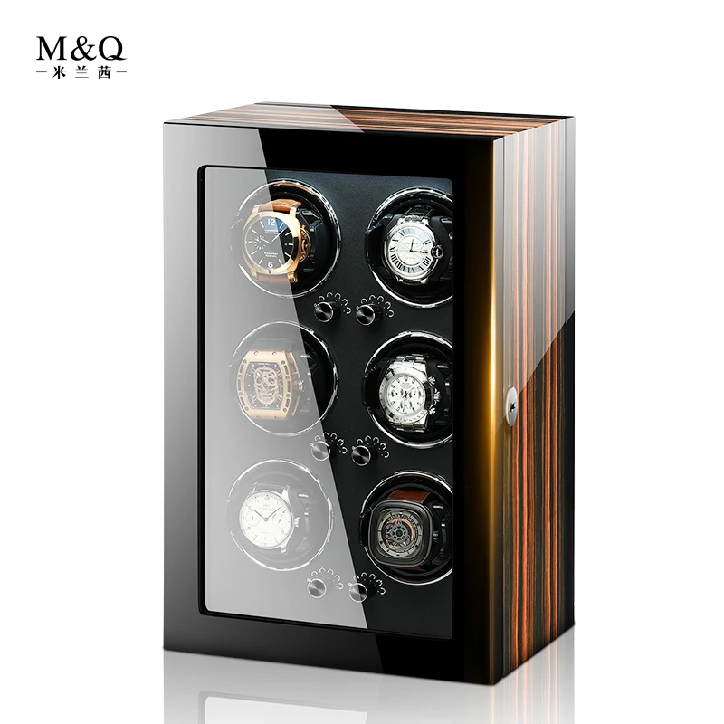 1 2 4 6 Slots Watch Winder Box Automatic Motor Mechanical Watches Display LED Case Collector Storage EU/US/UK/AU 2022 Luxury | Наручные