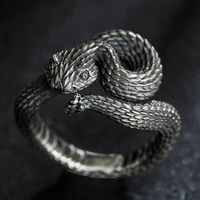 vintage silver plated snake ring motorcycle party punk domineering ring women mens ring cool animal biker ring hip hop jewelry