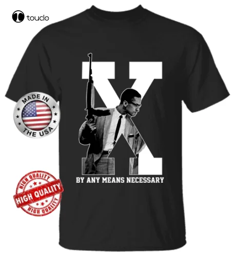 

By Any Means Necessary Malcolm X Soft T-Shirt New Black History Month S-3XL