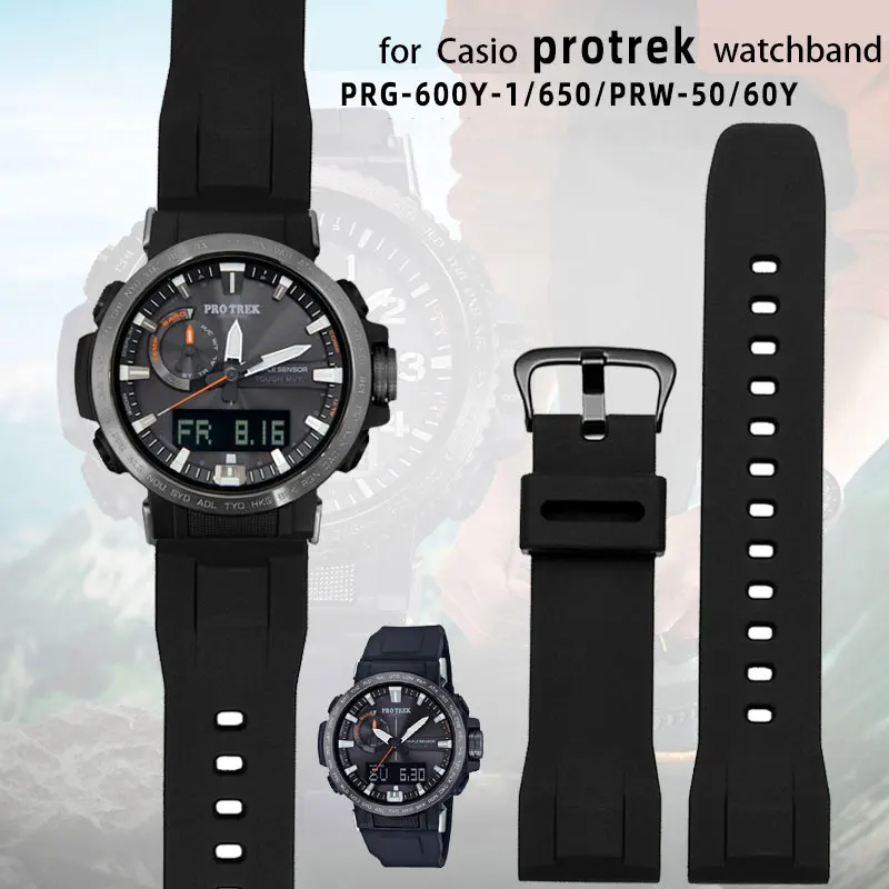 Ремешок силиконовый для часов CASIO PROTREK series аксессуары альпинизма черный мужской