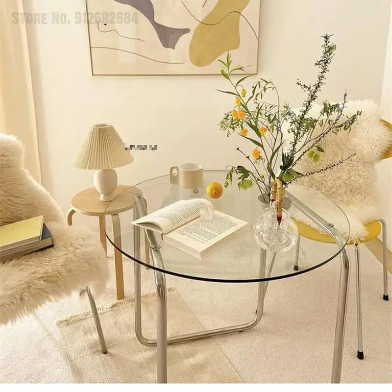 Стеклянный журнальный столик в скандинавском стиле прозрачная домашняя мебель