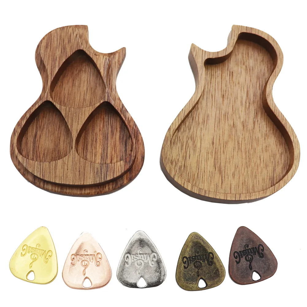 

Guitar Pick Box Wood Pick Set Individual Pick Box Wooden Guitar Pick Box and Picks Guitar Accessories
