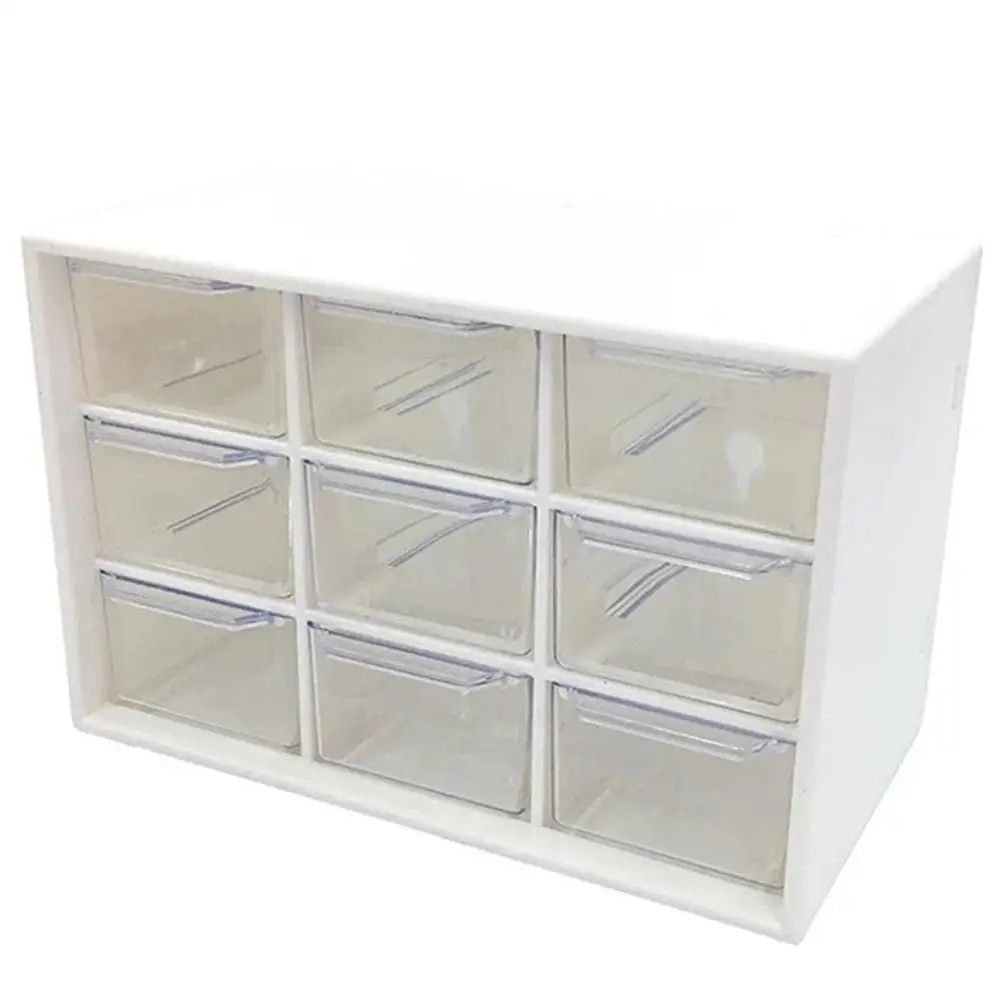 

Dustproof Storage Box 9 Grids Desktop Transparent Household Drawer Storage Box Stationery Jewelry Cosmetics Storage Box