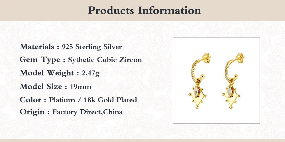 

Canner All-match Stud Earring For Women 100% Real Sterling 925 Silver Piercing Geometric Zircon Chain Earring Fine Jewelry