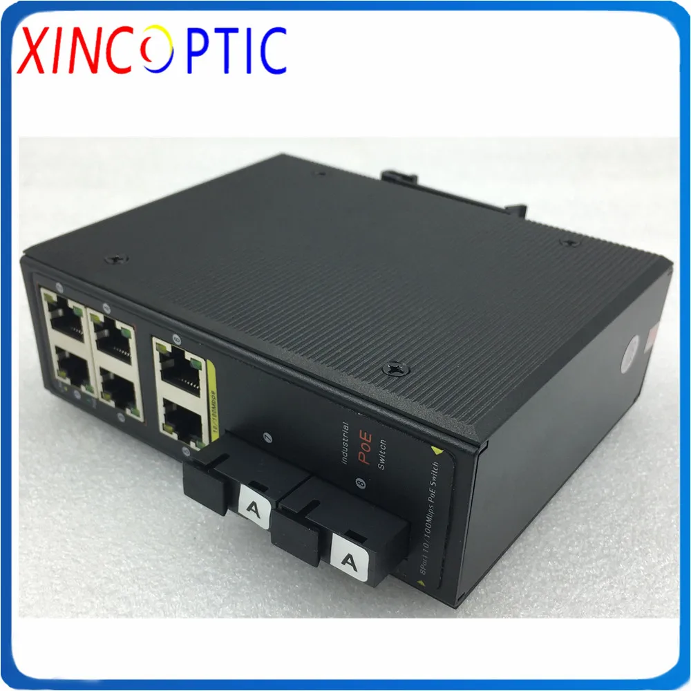 6 портов 10/100 м неуправляемая сеть Промышленный Коммутатор Ethernet 2 одно волокно + 6utp