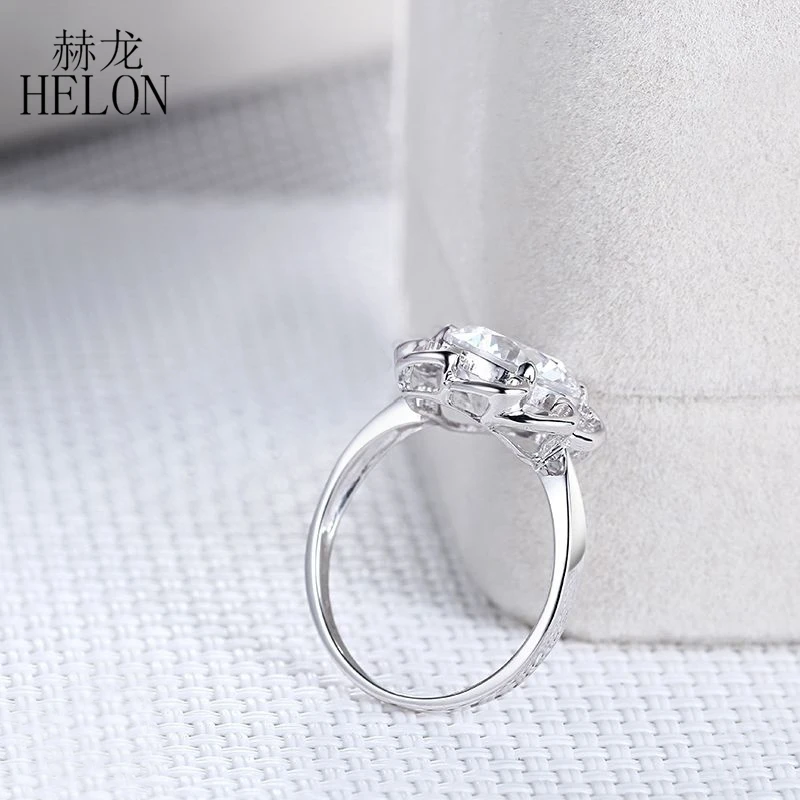 

HELON 925 Sterling Silver Flawless Round Cut 9mm 5ct Genuine AAA Graded Cubic Zirconia Engagement Ring Women Trendy Fine Jewelry