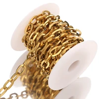 1 meter stainless steel oval cable link chains bulk for diy jewelry making hip hop necklace choker findings components