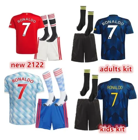 

21 22 Manchester jerseys RONALDO UNITED CAVANI UTD VAN DE BEEK B. FERNANDES RASHFORD HUMANRACE football shirt man kids kit