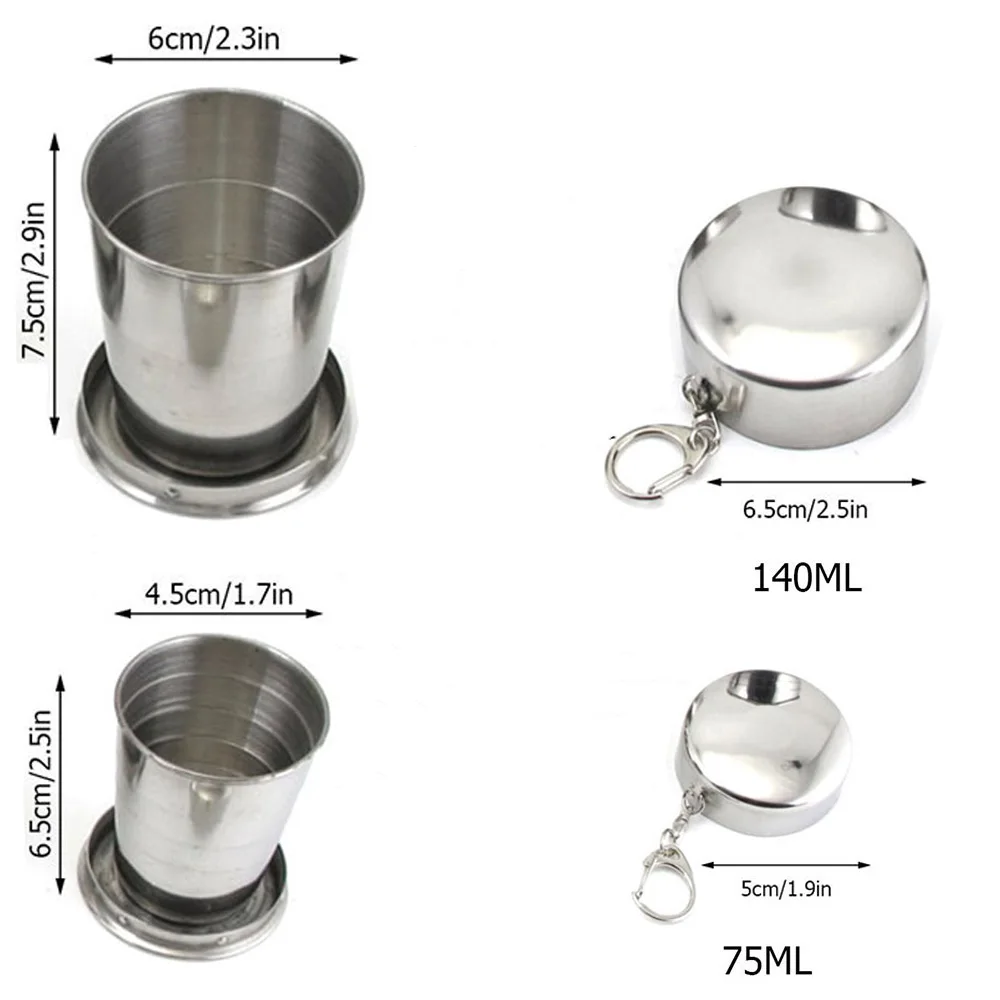 

Mini Compression Cup Portable Outdoor Travel Camping Washing Water Cup Collapsible Cup Telescopic Cup With Keychain 75Ml / 140Ml