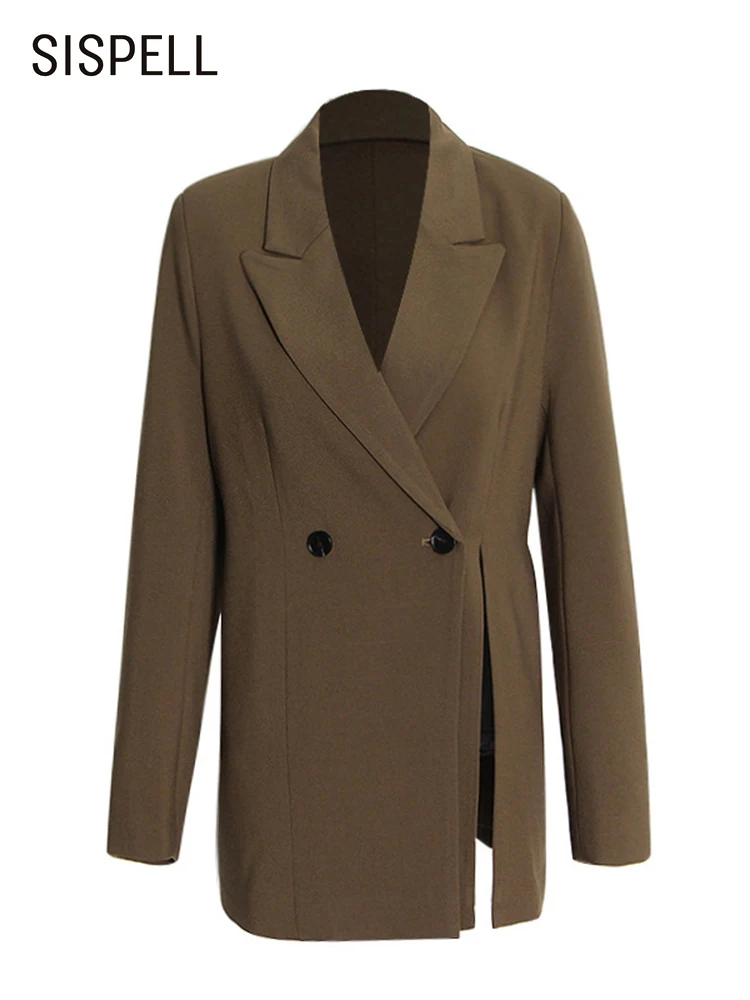 

SISPELL Minimalist Solid Women's Autumn Coat Notched Long Sleeve Single Button Loose Fashion Female Blazer 2021 Clothing New