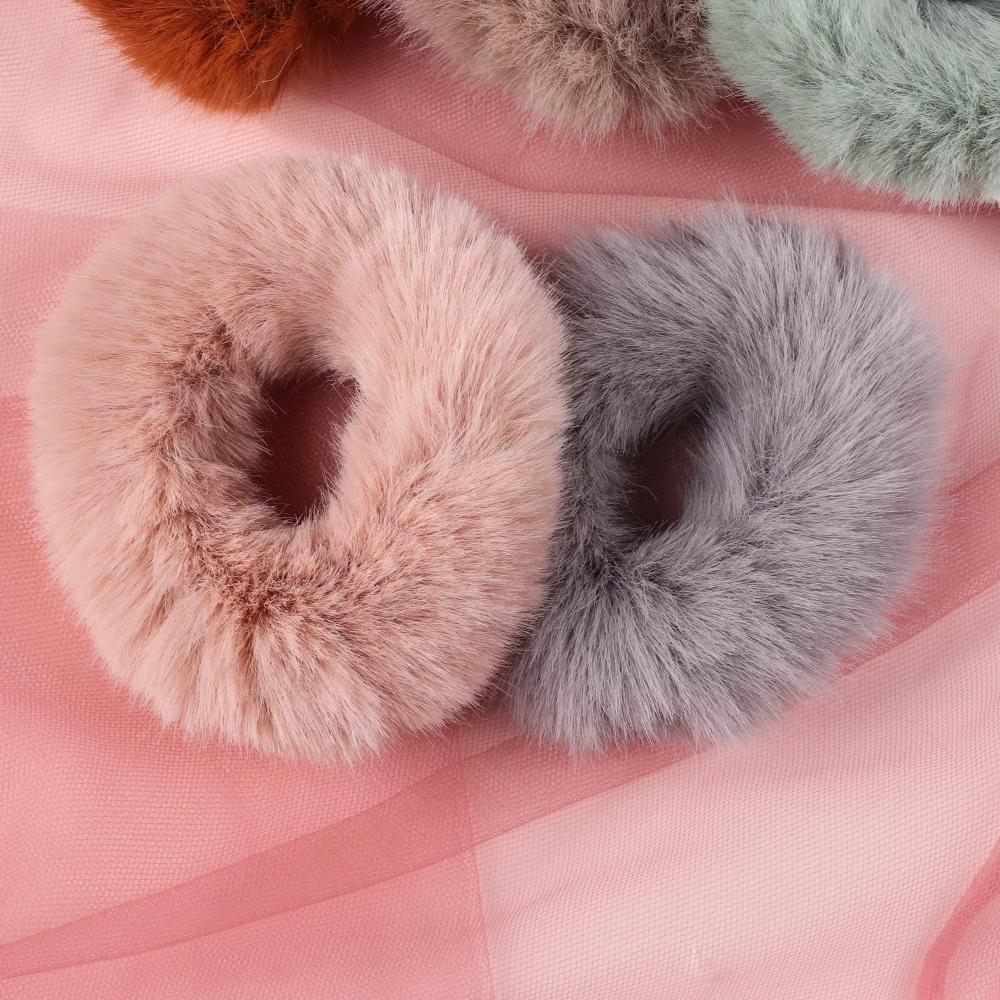 Новинка 2021 резинка для волос из искусственного кроличьего меха зимние плюшевые