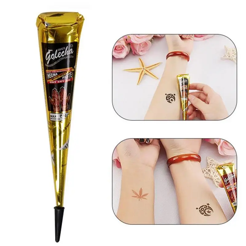 

New Henna Tattoo Paste Black Brown Red White Henna Cones Indian for Temporary Tattoo Sticker Body Paint Art Cream Conetattoo