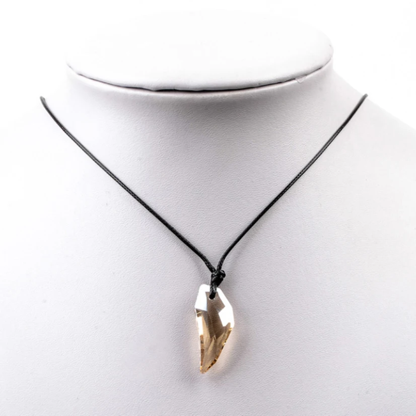 Парное хрустальное ожерелье с волчьими зубьями цепочка до ключицы кожаный шнур