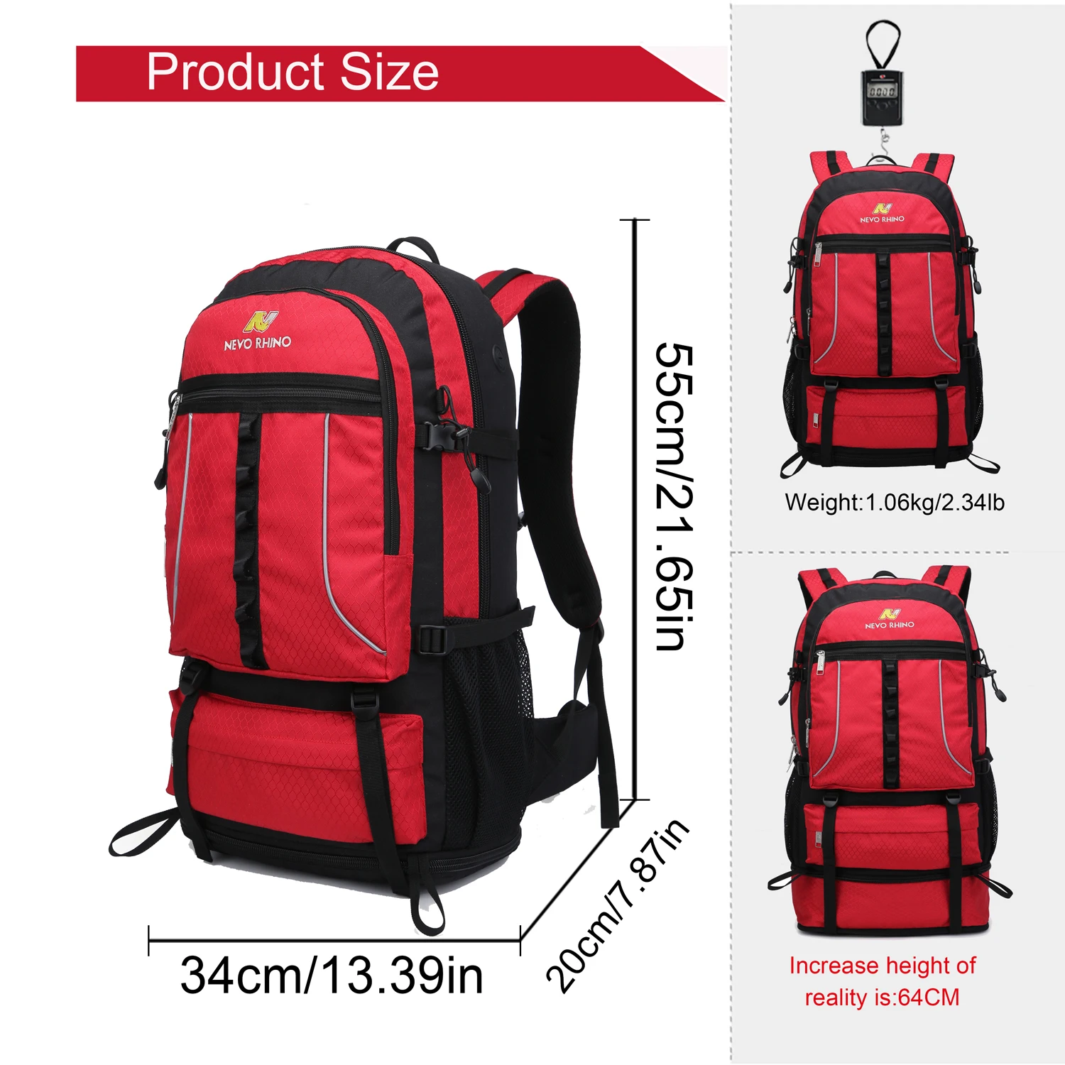 Рюкзак NEVO RHINO 55L для занятий спортом на открытом воздухе, походов, походов, рюкзаков, рюкзаков для кемпинга, туристический рюкзак, сумка
