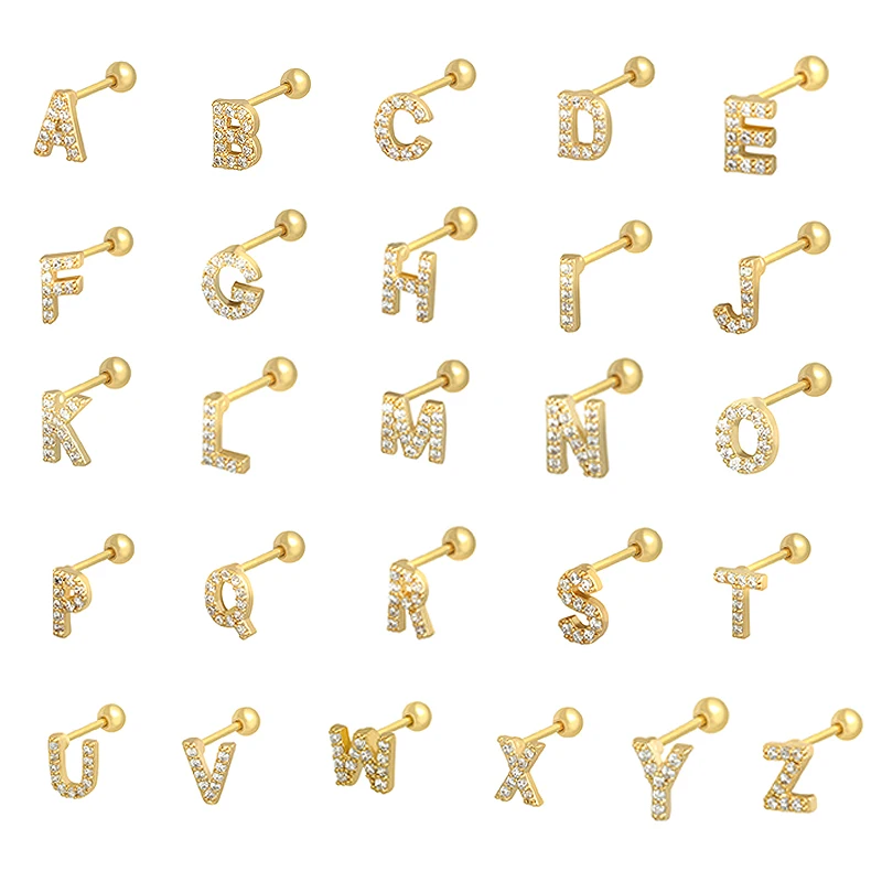 Маленькие Висячие серьги гвоздики из стерлингового серебра 925 пробы с буквенным