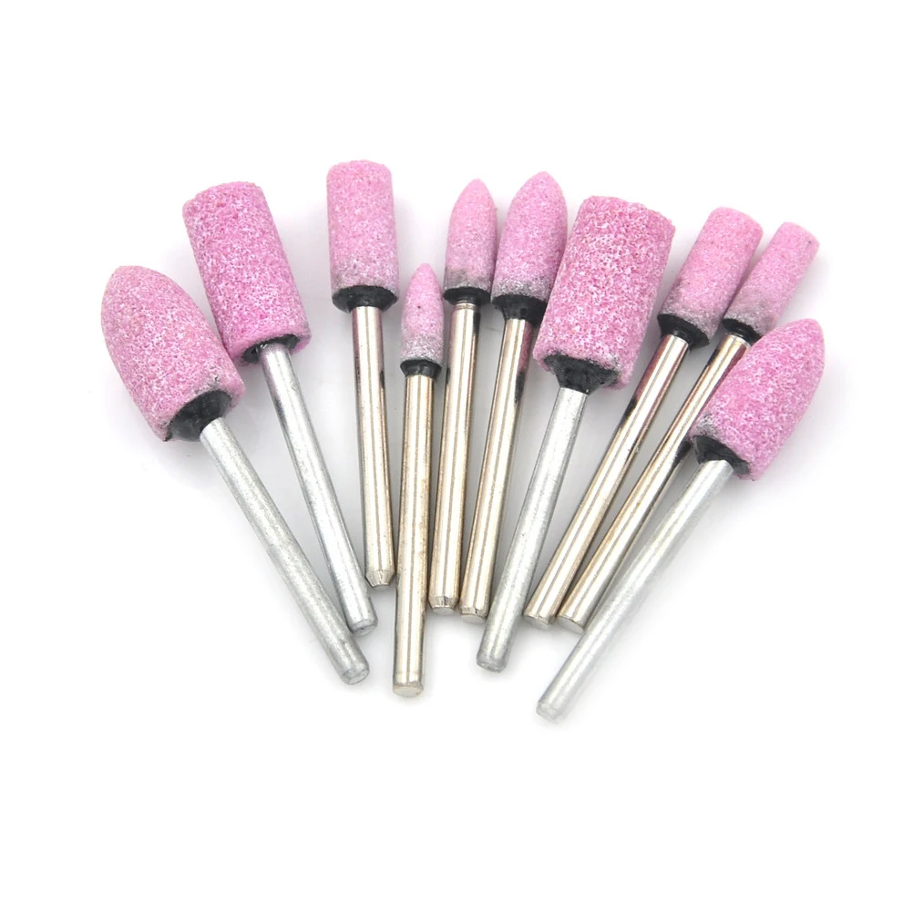 

10pcs Abrasive Pink Mounted Stone Rotary Tool Grinding Wheel 1/8 Shank