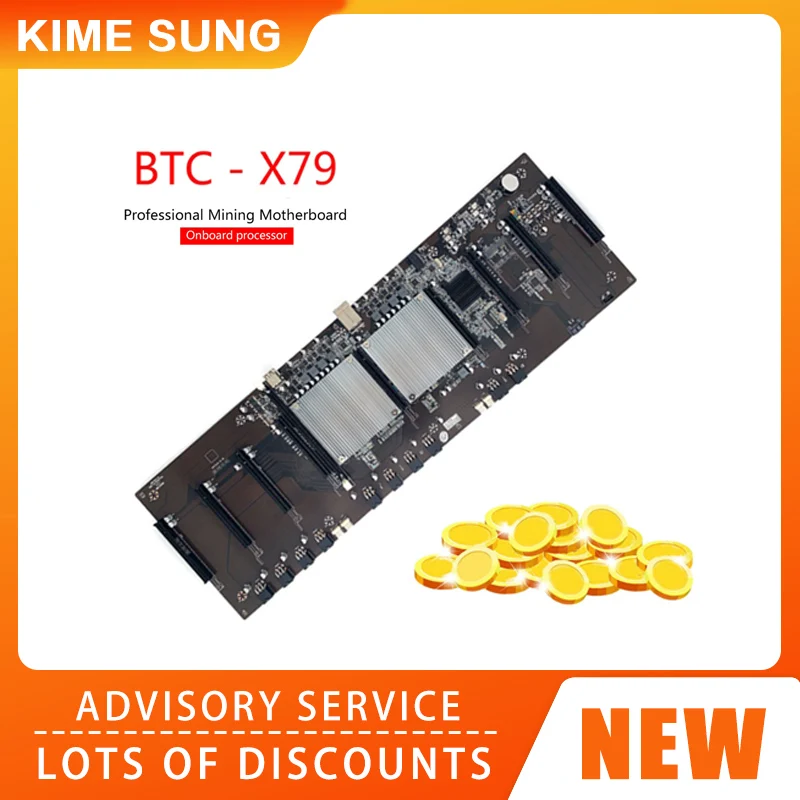 

Mining Motherboard BTC X79 LGA 2011 CPU Socket 8 PCI-E 3.0 X16 Slots Support 9x 3060 GPU DDR3 Memory Slot for Miner