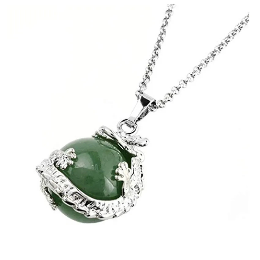 Посеребренный китайский Дракон обертывание аметистов с кулоном и бусинами в