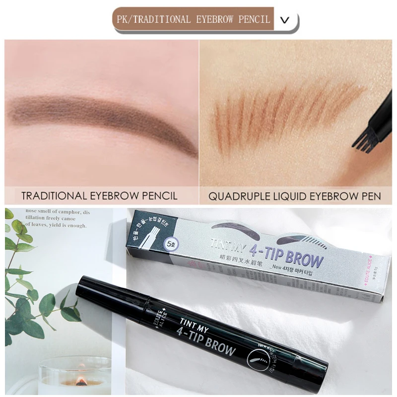 Natural 3D Microblading Eyebrow Tattoo Pen with 4 Micro Tips Superfine Sketch Liquid Pencil Waterproof Brow Tint TSLM2 | Красота и