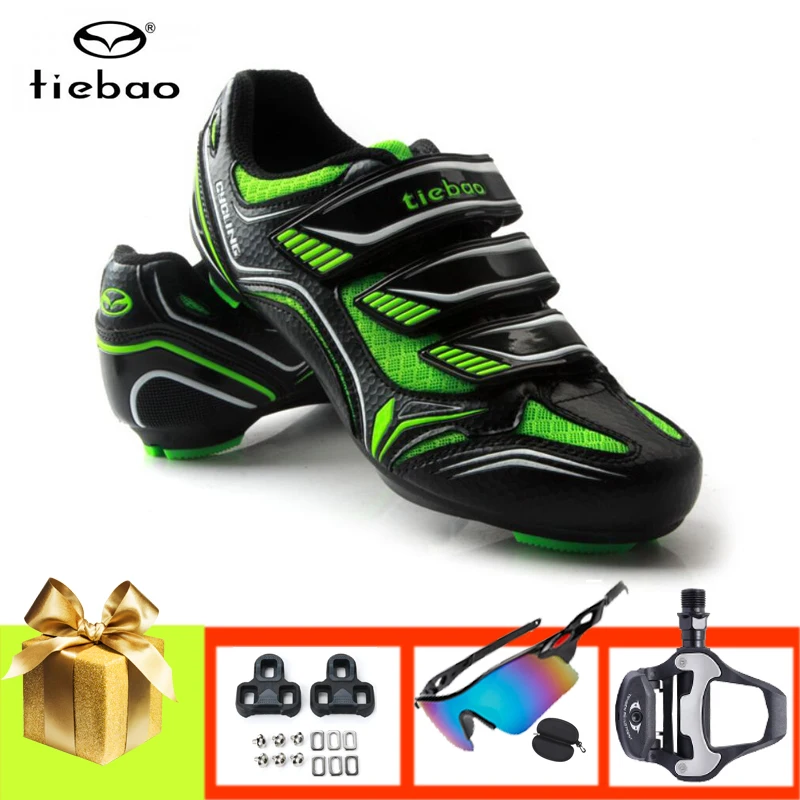 Tiebao Sapatilha Ciclismo Unisex Road Bike Shoes Add Pedals Sunglasses Breathable Self-locking Outdoor Cycling Sneakers Footwear