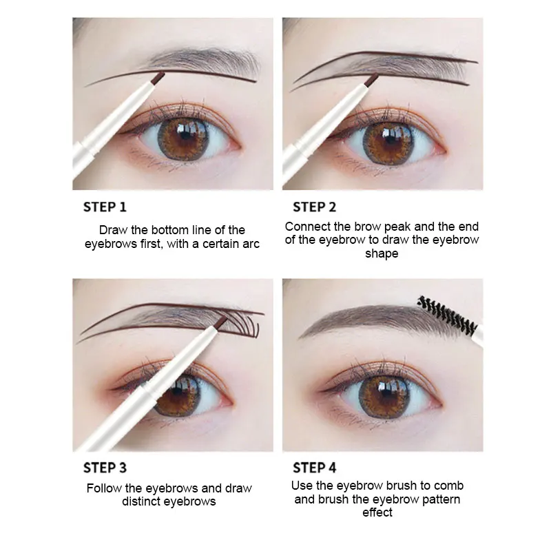 

Nature Shape Ultra-Thin Double Head Eyebrow Pencil Waterproof Long Lasting 5 Colors Eyebrow Makeup Eye Brow Tint Pen SMJ