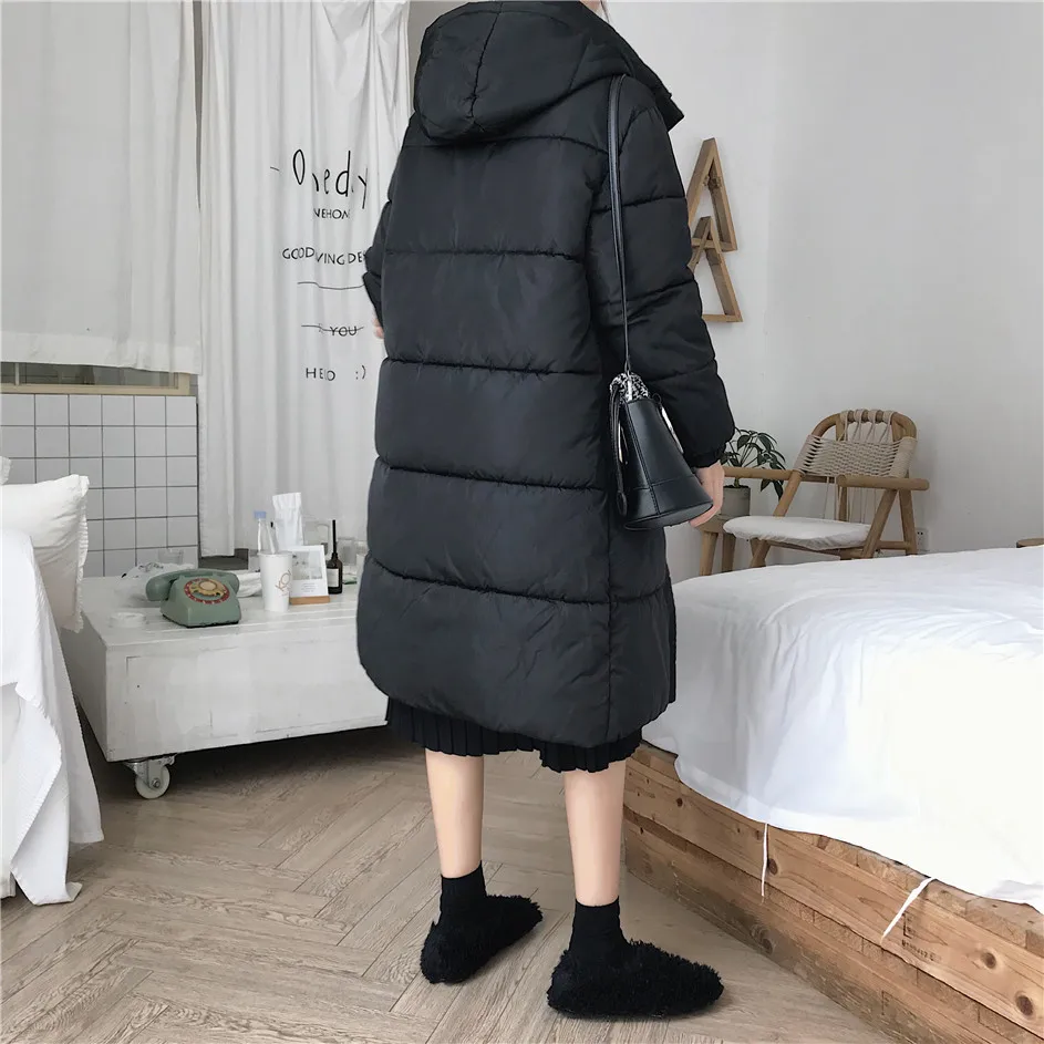 Повседневные женские пальто с капюшоном длинные пальто парка негабаритная цветная куртка средней длины женская зимняя Толстая куртка пуховик женская зимняя