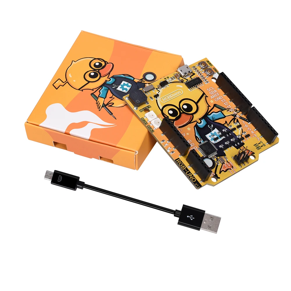 RGBDuino UNO V1.1 Geek Duck High Quality Exploitation Board ATmega328P CH340C Micro USB Vs Arduino For Raspberry Pi 3B/4B | Компьютеры и