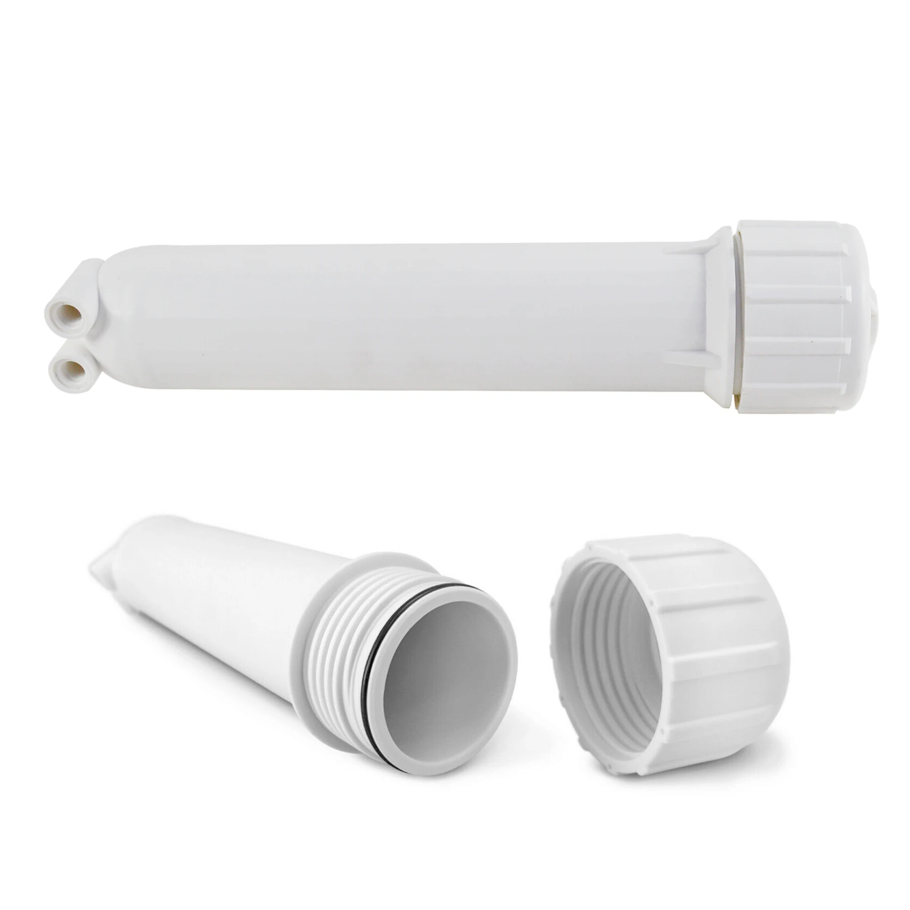 

Standard White RO Reverse Osmosis Membrane Filter Housing for Ro Menbrane 50/75/100G,1/8" Female Thread Connections