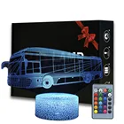 Ночник в виде автобуса, настольная лампа, прикроватный светильник льник для детей, для домашнего декора комнаты, автомобильная 3d-лампа, Прямая поставка