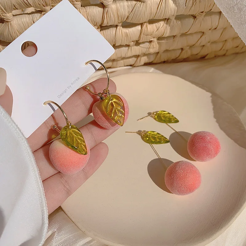 

The new 2020 fruit stud long peach earring personalized commuting peach earring