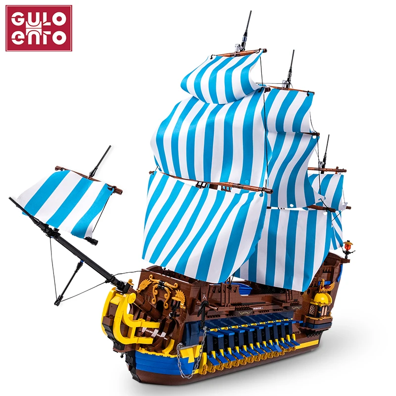 

Creator Ideas Series The Bluesail Pirate Ship Model Building Blocks Blue Boat Set Bricks Assembly Toys Gifts For Children Kids