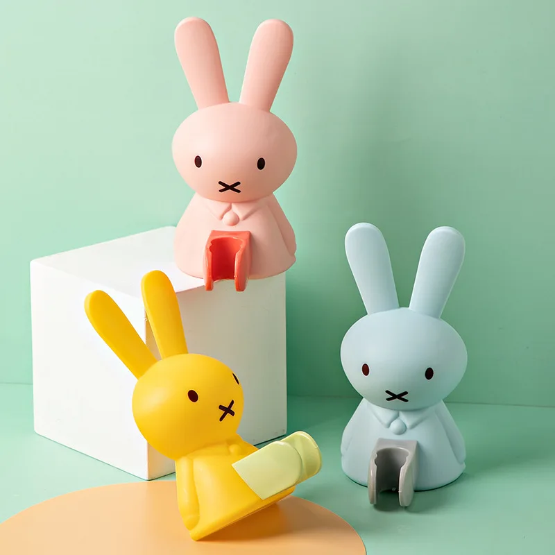 

CuteÂ Plastic Children Cartoon Rabbit Shower Holder No-Hole No-Mark Waterproof Hanging Bracket For Bathroom Fixed Seat Showerhead